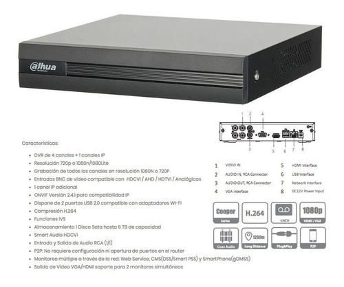 Kit Seguridad Dahua Hd Dvr 4+4 Camaras Infrarrojas Bullet