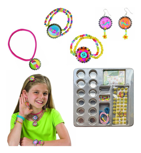 Kit  Pulseras Collares Aros Para Armar Bijou Infantil 