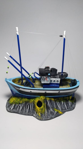 Enfeite Aquário E Ambiente Barco De Pesca Nº 2