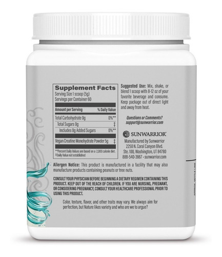 Imagem 2 de 5 de Suplemento Em Pó Creatina Sunwarrior Active Line Vegan 300g