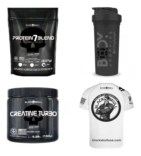Protein 7 840g (sc) + Camiseta + Crea Turbo + Shaker - Black
