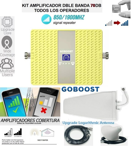 Kit Antena Amplificador Señal Redes Celulares Potente 70db