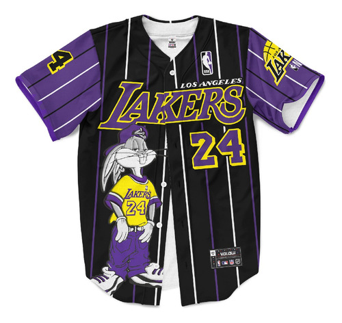 Camiseta Beisbolera Lakers Bugs Negra