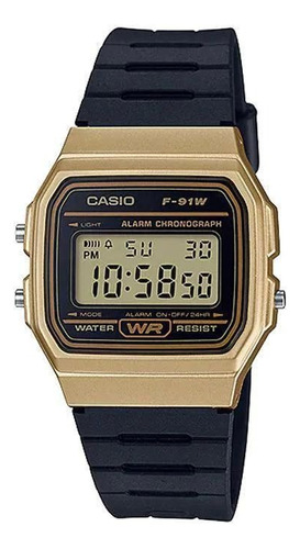 Casio Reloj Ochentero Digital F-91wm-9adf Dorado