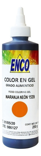 Color Gel Naranja Neon Reposteria 250 Grs. Enco 1539-250