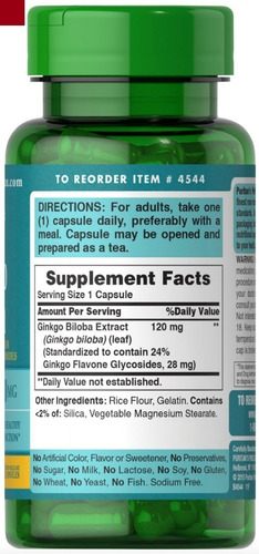 Ginkgo Biloba Americano X 100 Cáp - 120mg - Original