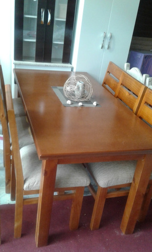 Juego Comedor 6 Sillas Madera Lustrado Tapizado - Arte
