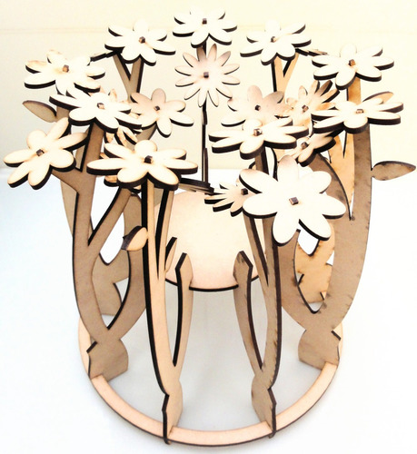 Imagen 1 de 7 de Centro De Mesa - Flores - Mdf / Fibrofacil