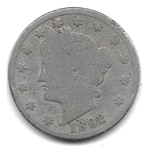 Estados Unidos Moneda De 5 Centavos Año 1892 - Km 112 