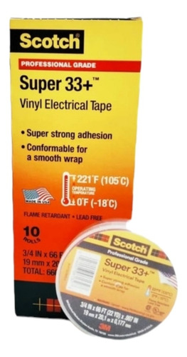 Teipe 33 Cinta Electrica Scotch De Vinyl 20 Metros 3m