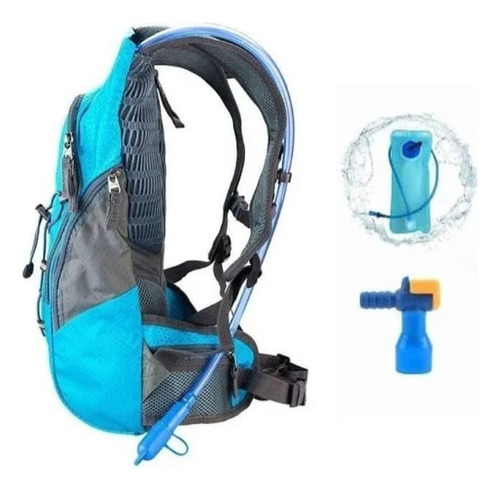 Mochila De Hidratación Cámara Para Agua De 2 L Tela Térmica Azul Acero Liso