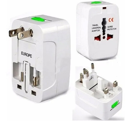 Imagen 5 de 8 de Adaptador Enchufe Universal Viajero Viaje +2 Usb 110v 220v