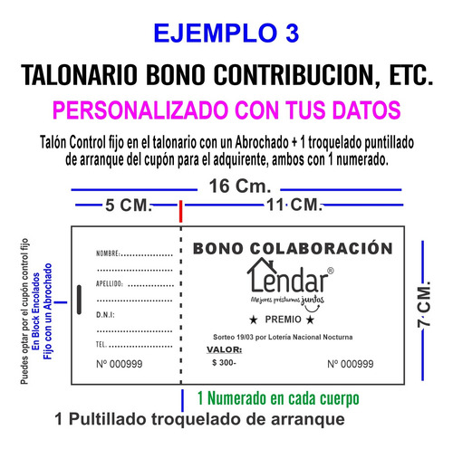 4000 Rifas, Bonos Contribución, Sorteos, Personalizados 16x7