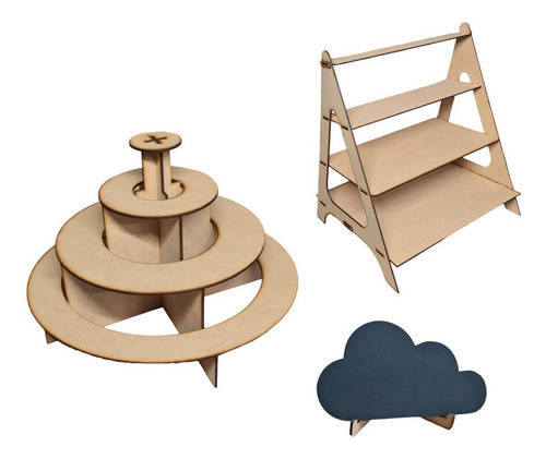 Kit Candy Bar Exhibidor Mesa De Dulces 2pz Mdf