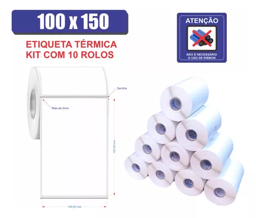 4 Rolos Etiqueta 10x15 Térmica Serrilha Jumbo Mercado Envios