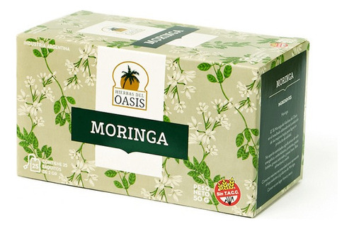 Te Infusion Moringa Oasis Antioxidante Hierro Vitamina 25saq