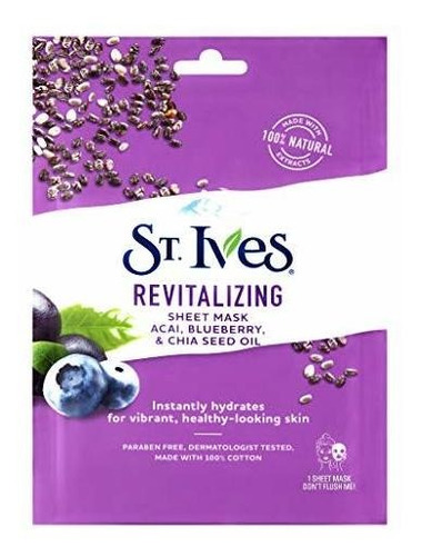 St. Ives Revital Acai Skin Care Sheet Mask, Count Of 6