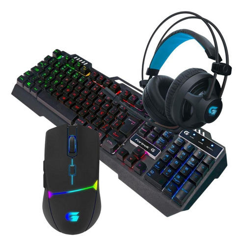 Kit Gamer Teclado E Mouse Gamer Crusader Headset H2 Fortrek