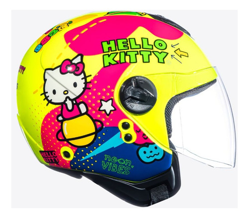 Capacete Moto Aberto Peels Hello Kitty Freeway Hk Neon