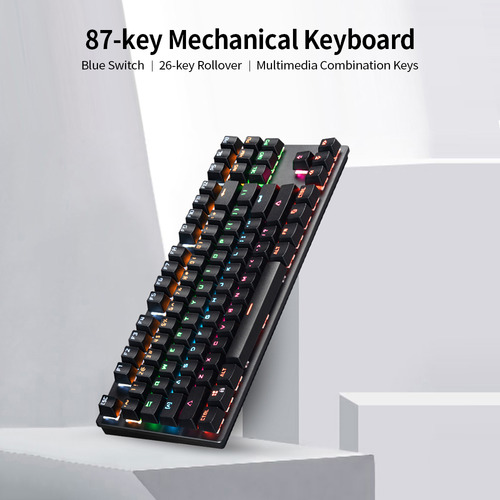 Teclado Mecânico Com Fio De 87 Teclas Com Luz De Fundo