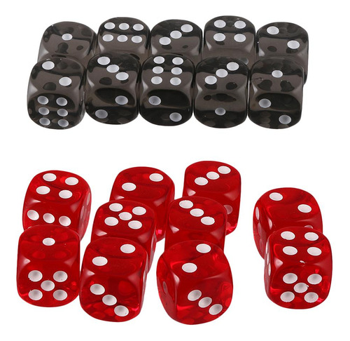 20x Dados D6 Color Negro Y Rojo Para De De Tablero