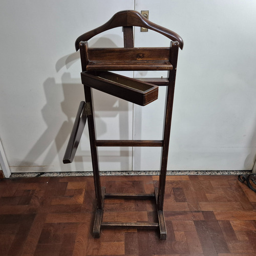 Antiguo Perchero Valet De Pie P/saco Pantalón Estilo Ingles Marrón Oscuro