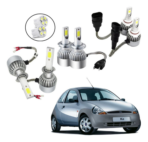 Kit Lâmpadas Led Farol Alto Baixo E Milha Ford Ka 2004 2005