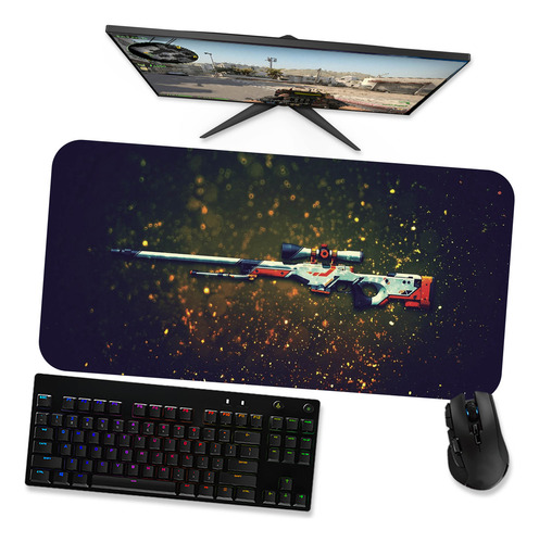 Mousepad Gamer Gigante Speed 80x40 - Csgo Awp Asiimov