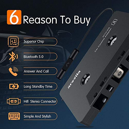Imagen 2 de 7 de Receptor De Casete Bluetooth Para Coche,reproductor De Cinta