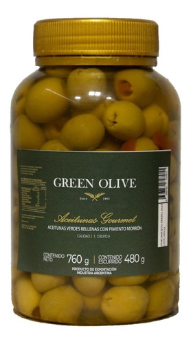 Aceitunas Verdes Con Pimiento Morron En Aceite X 480 Gr