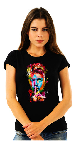 Polera Mujer David Bowie Face Color Rock Clasico Abominatron