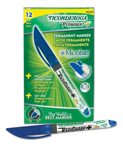 Ticonderoga Redisharp Plus Marcador Permanente Olor Punta 12