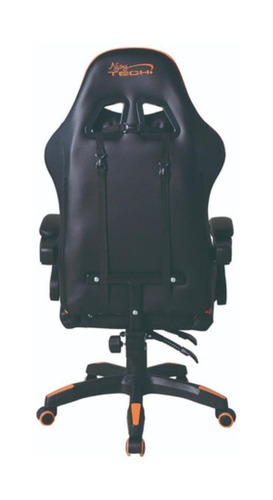 Imagen 5 de 5 de Silla de escritorio Njoytech Kaos gamer ergonómica negra y naranja con tapizado de cuero sintético