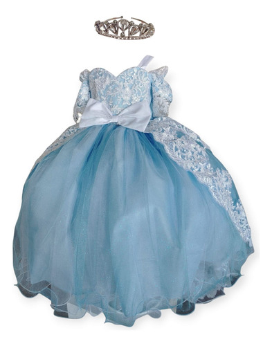 Niña Vestido Princesa Presentación, Corona