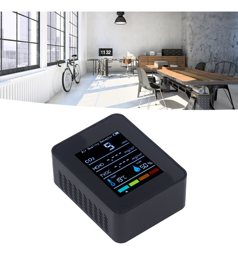 Detector De Dióxido De Carbono De Co2 Preto Lcd Tvoc Hcho Te