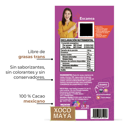 Barra De Chocolate Oscuro Con Chamoy 100g Xoco Maya Orgánico