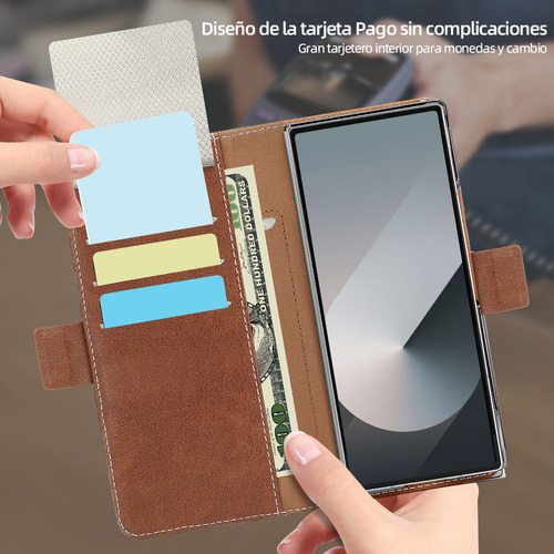 Funda De Piel Con Ranura Para Tarjetas Y Tapa Para Samsung Fold 5 6