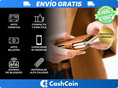 Imagen 3 de 10 de Billetera Walla Wallets Vintage Light Pardo Doble Cuero Rfid