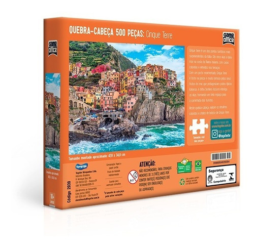 Quebra-cabeça Puzzle 500 Pç Italia Cinque Terre Game Office
