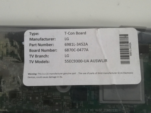 67. Tarjeta T Con 6870c-0477a / 6981l-3452a Tv LG 55ec9300ua (Usado)