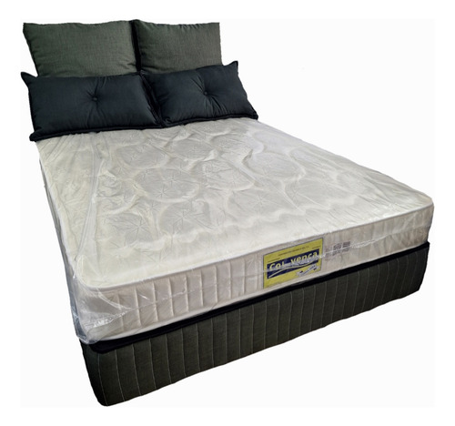 Juego Cuarto Cama Matrimonial Ortopédico Box Copete Colchón