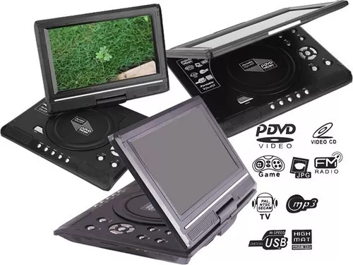 Reproductor Dvd Portatil 9.8p Tv Radio Fm Juegos Simil Family !12v 220v Joystick