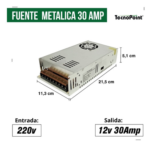 Imagen 4 de 8 de Fuente Switching 12v 30amp Regulada Bornera Tira Led Cctv