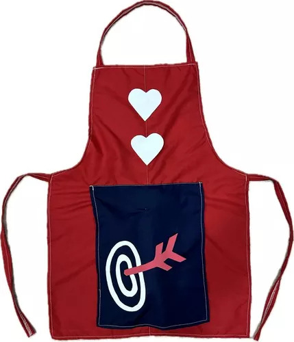 Mandil Delantal Cocina Decoración Chef Ajustable, Unisex Color Rojo Diseño De La Tela Cupido