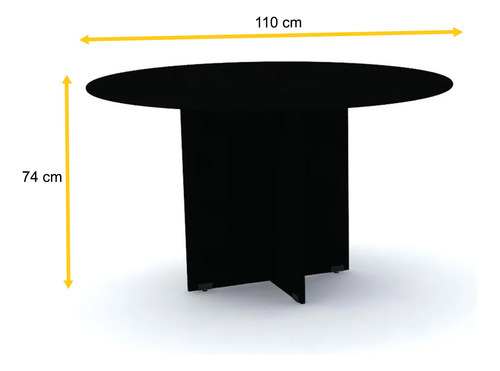 Mesa De Reunião Redonda Pandin Maxxi - Preto Preto