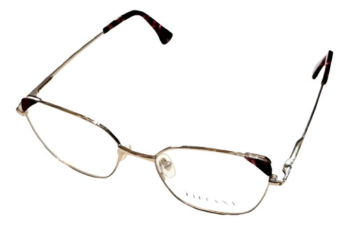 Armazones Anteojos Lentes Tiffany Metal Patilla Flex Estuche Dorado