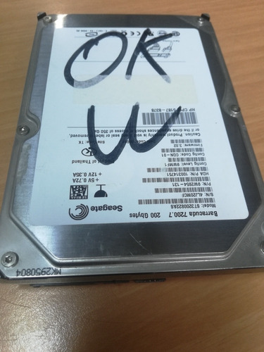 Imagen 1 de 5 de Disco Duro Sata 200gb/3.5'' /7200 Usado