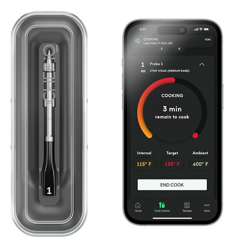 Termómetro Chef IQ Inalámbrico 2 Sondas Smart Bt Wifi Para Proteina Light silver