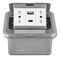Comprar Kit Caja De Piso Pop Up Metálica  2 Tomas 16a +type-c +usb