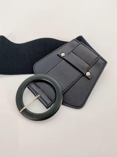 Elegante Cinturon Negro Con Hebilla Mujer Fajo Formal Dama Negro Lisa 60-90 Cm